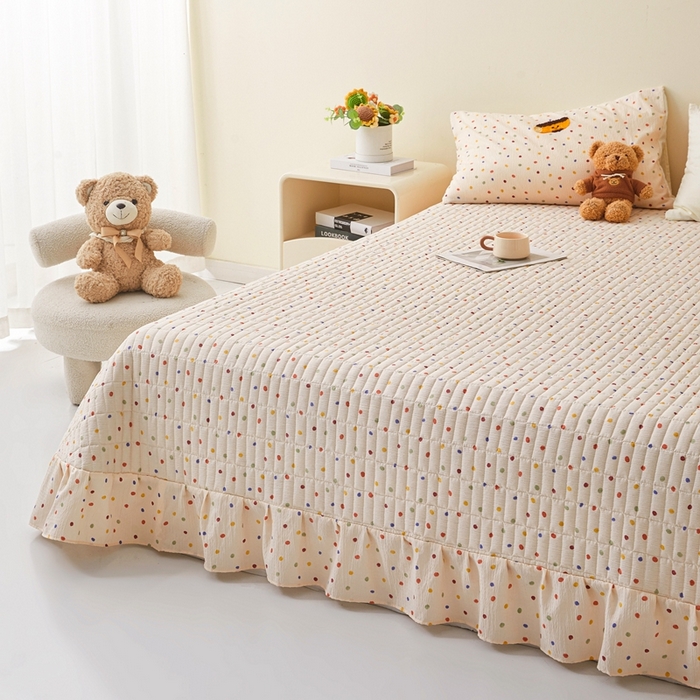 91家纺网 家纺一手货源 找家纺 麦空家居 2026新款木棉皱纱春夏被床盖四件套jelly cheese系列 毛巾卷