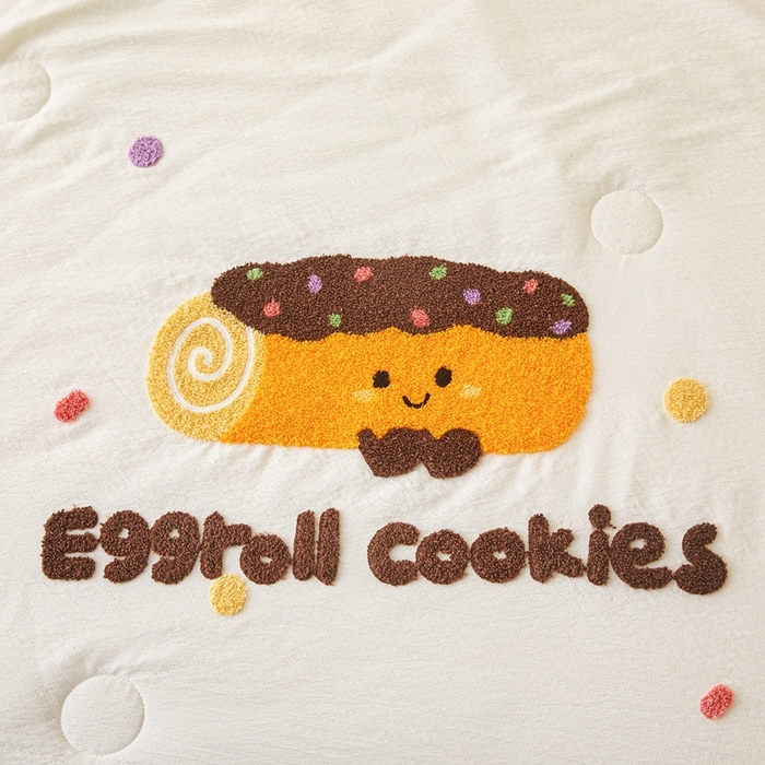 91家纺网 家纺一手货源 找家纺 麦空家居 2026新款木棉皱纱春夏被床盖四件套jelly cheese系列 毛巾卷