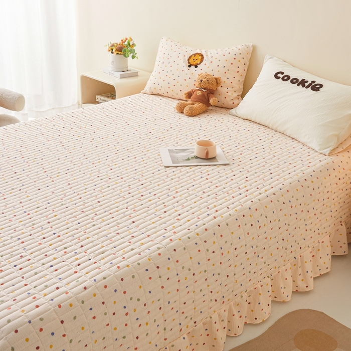 91家纺网 家纺一手货源 找家纺 麦空家居 2026新款木棉皱纱春夏被床盖四件套jelly cheese系列 曲奇