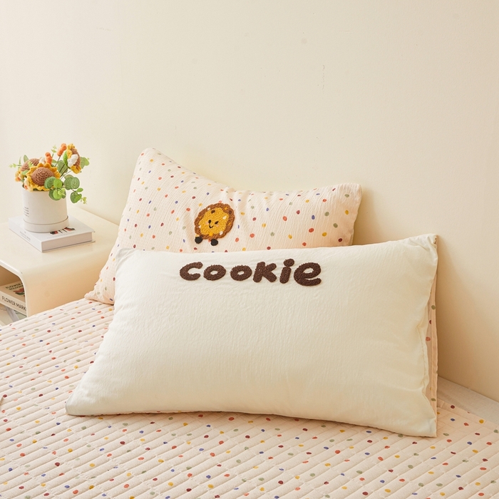 91家纺网 家纺一手货源 找家纺 麦空家居 2026新款木棉皱纱春夏被床盖四件套jelly cheese系列 曲奇