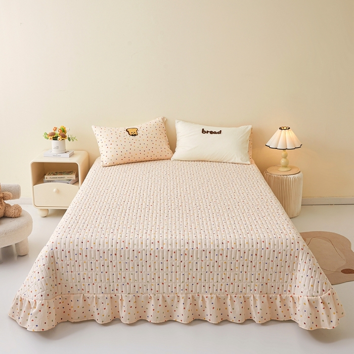 91家纺网 家纺一手货源 找家纺 麦空家居 2026新款木棉皱纱春夏被床盖四件套jelly cheese系列 吐司