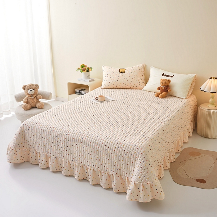 91家纺网 家纺一手货源 找家纺 麦空家居 2026新款木棉皱纱春夏被床盖四件套jelly cheese系列 吐司