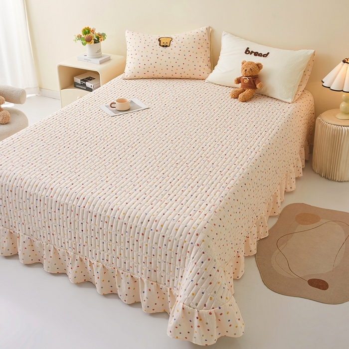 91家纺网 家纺一手货源 找家纺 麦空家居 2026新款木棉皱纱春夏被床盖四件套jelly cheese系列 吐司