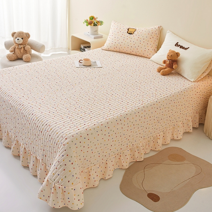 91家纺网 家纺一手货源 找家纺 麦空家居 2026新款木棉皱纱春夏被床盖四件套jelly cheese系列 吐司