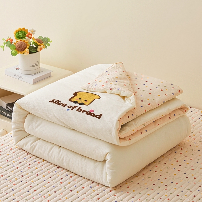 91家纺网 家纺一手货源 找家纺 麦空家居 2026新款木棉皱纱春夏被床盖四件套jelly cheese系列 吐司