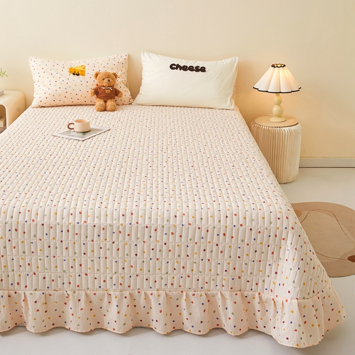 91家纺网 家纺一手货源 找家纺 麦空家居 2026新款木棉皱纱春夏被床盖四件套jelly cheese系列 芝士