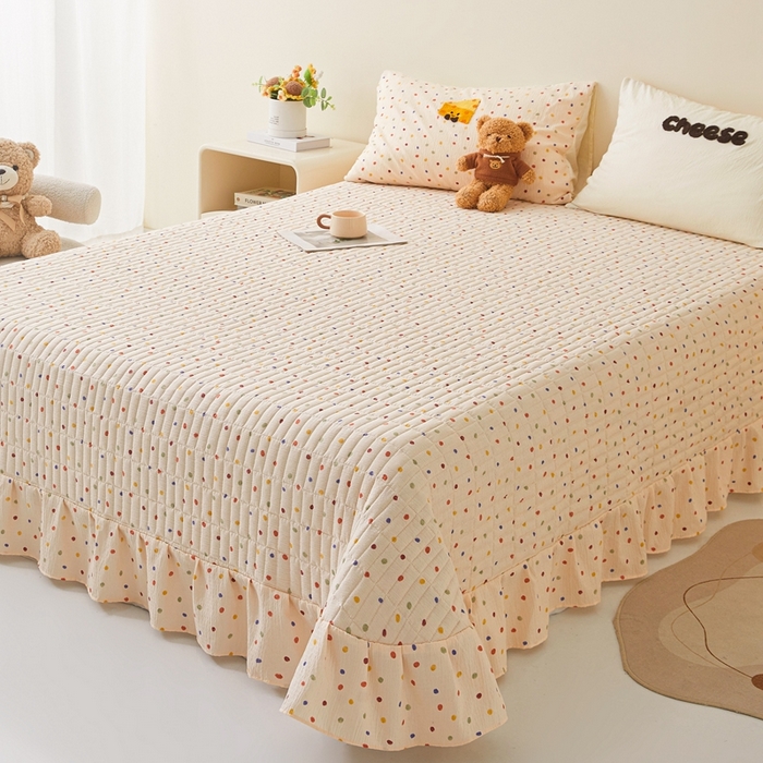 91家纺网 家纺一手货源 找家纺 麦空家居 2026新款木棉皱纱春夏被床盖四件套jelly cheese系列 芝士