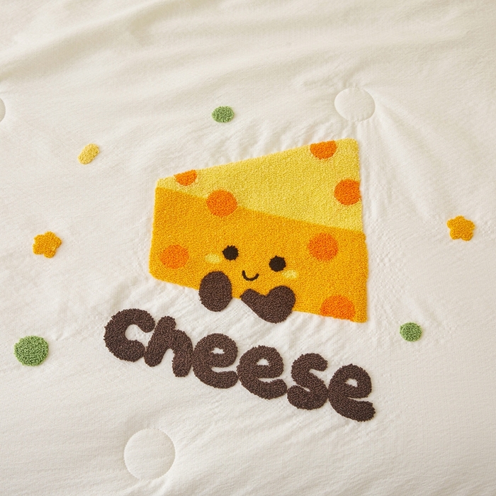 91家纺网 家纺一手货源 找家纺 麦空家居 2026新款木棉皱纱春夏被床盖四件套jelly cheese系列 芝士