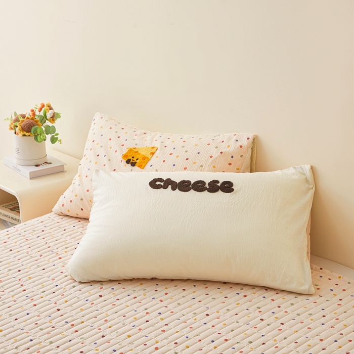 91家纺网 家纺一手货源 找家纺 麦空家居 2026新款木棉皱纱春夏被床盖四件套jelly cheese系列 芝士