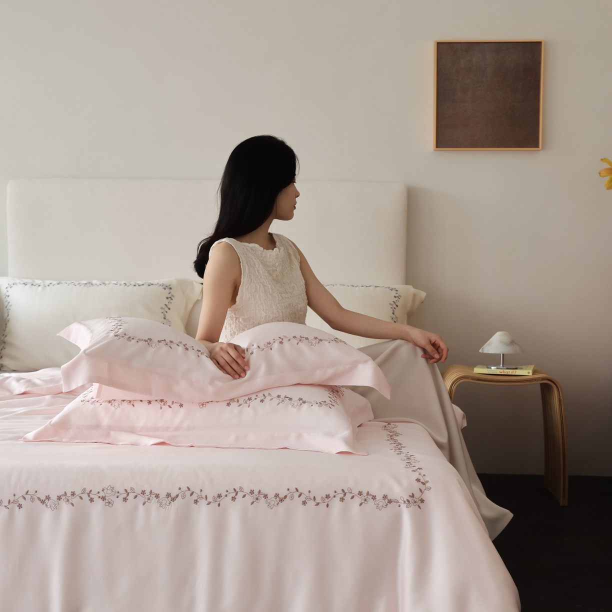 初拾 2026新款60支奥地利进口兰精天丝四件套—嘉丽斯 嘉丽斯-轻柔粉