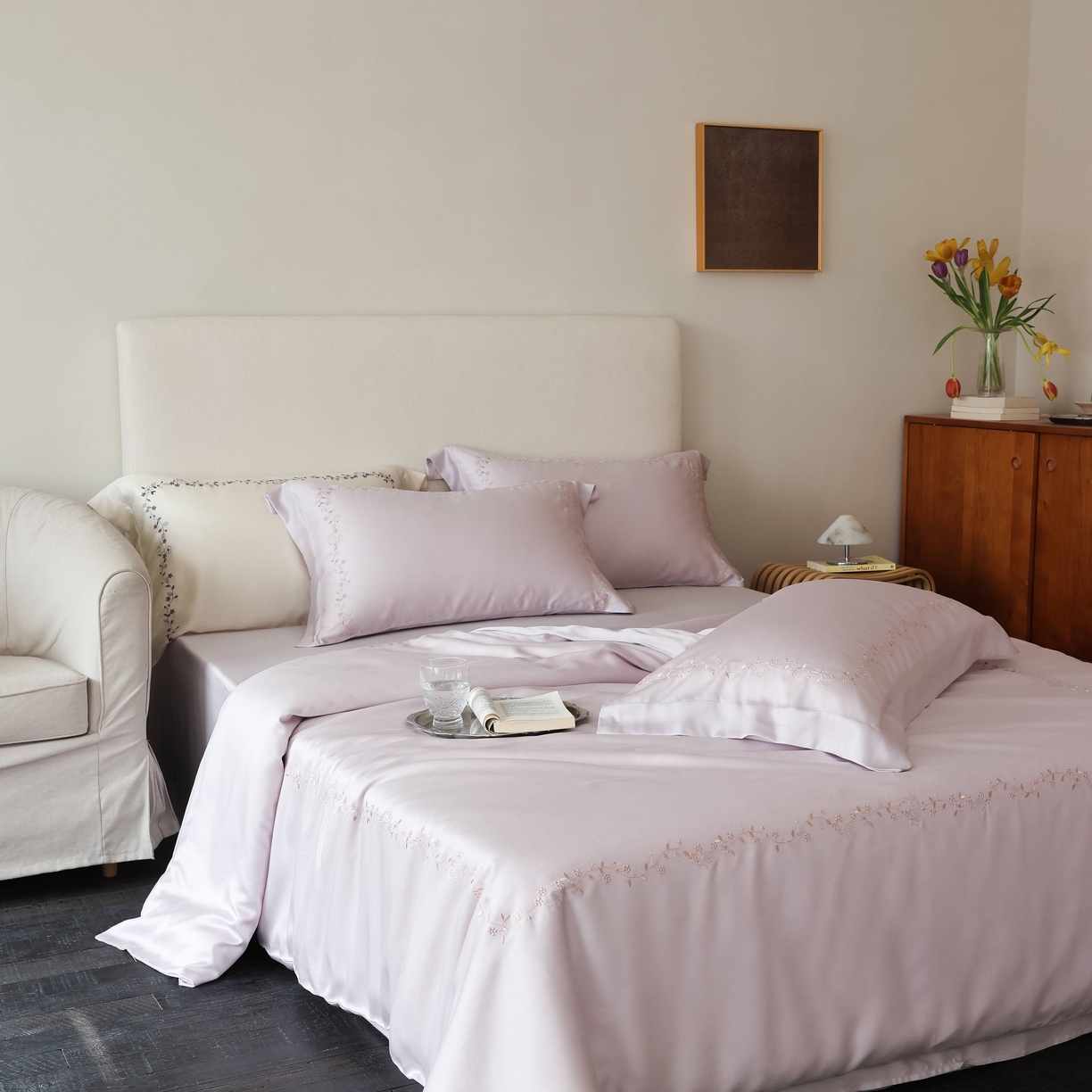 91家纺网 家纺一手货源 找家纺 初拾 2026新款60支奥地利进口兰精天丝四件套—嘉丽斯 嘉丽斯-香草紫