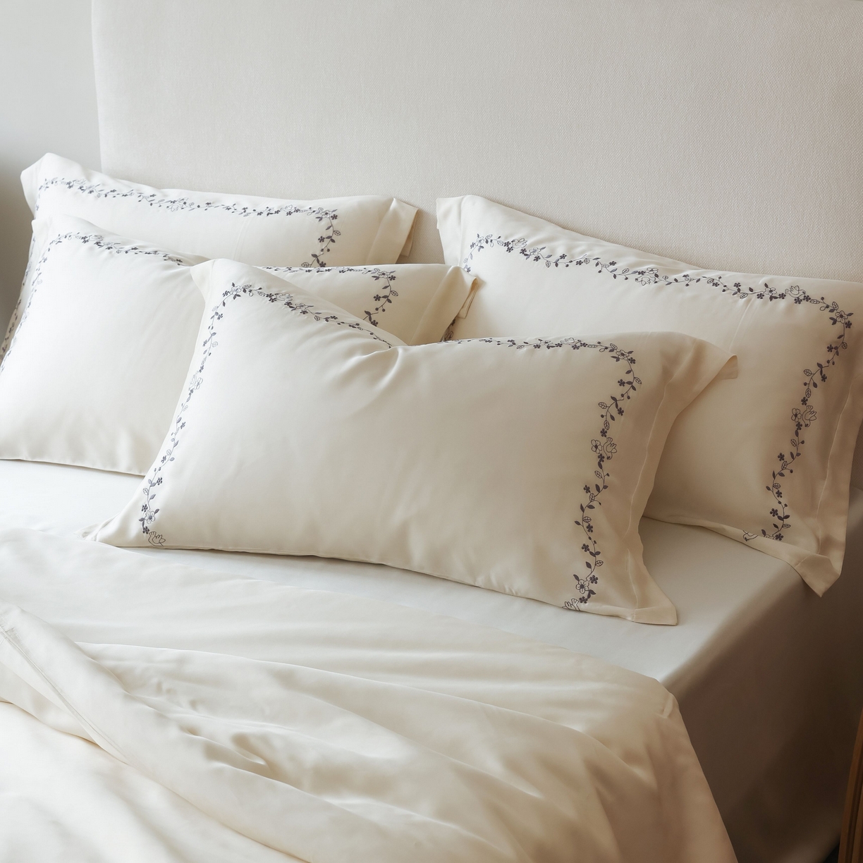 91家纺网 家纺一手货源 找家纺 初拾 2026新款60支奥地利进口兰精天丝四件套—嘉丽斯 嘉丽斯-茉莉白