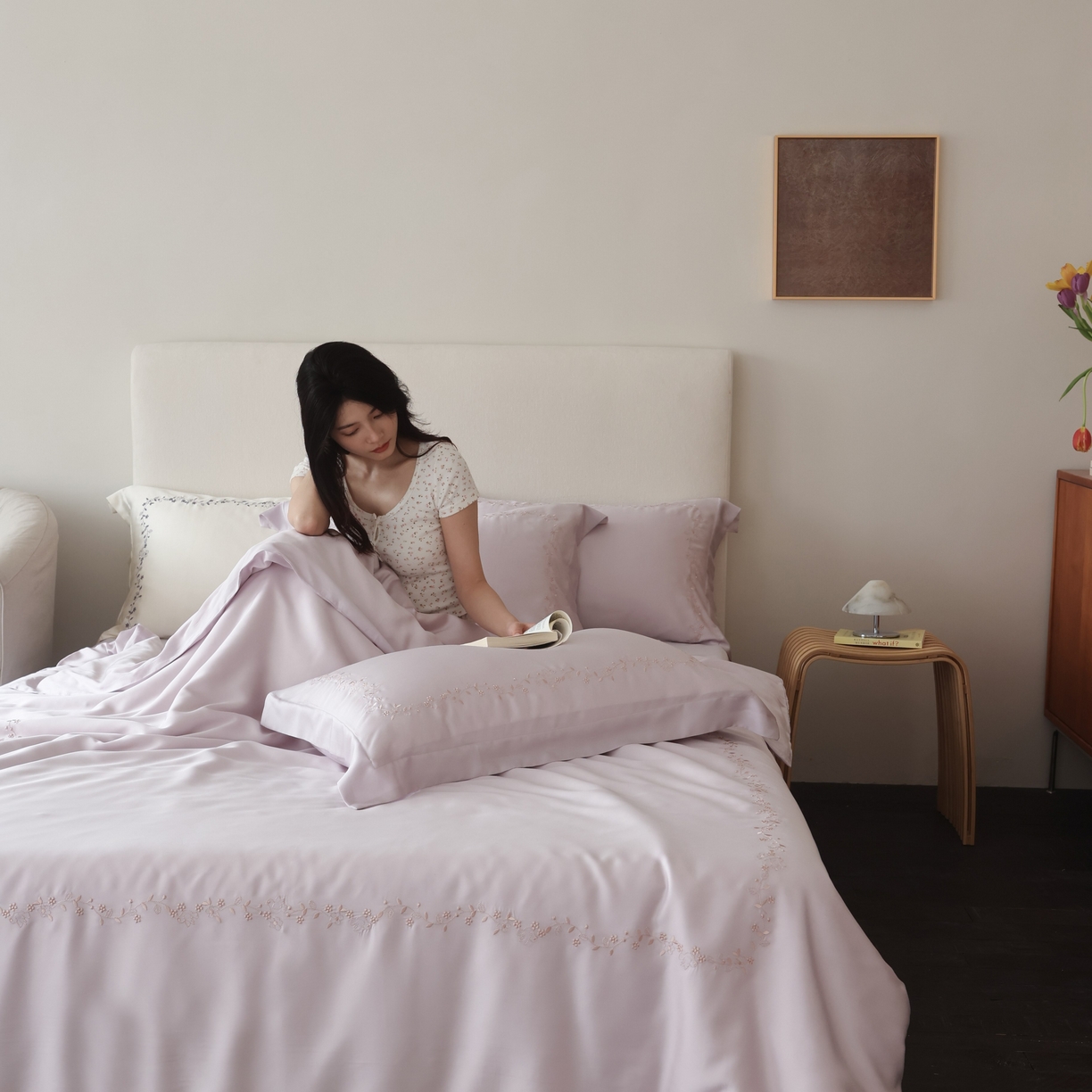 91家纺网 家纺一手货源 找家纺 初拾 2026新款60支奥地利进口兰精天丝四件套—嘉丽斯 嘉丽斯-香草紫