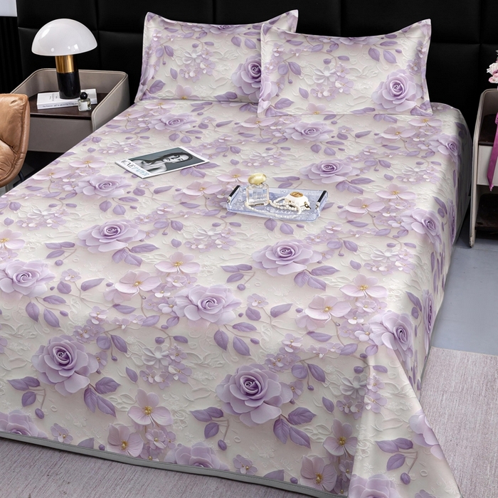 91家纺网 家纺一手货源 找家纺 （总）念家居 2026新款实物更立体5D立体数码印花凉感丝冰丝席凉席三件套