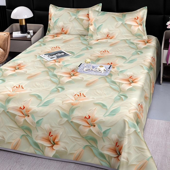 91家纺网 家纺一手货源 找家纺 （总）念家居 2026新款实物更立体5D立体数码印花凉感丝冰丝席凉席三件套