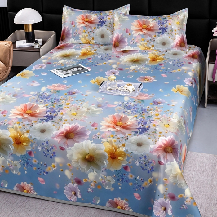 91家纺网 家纺一手货源 找家纺 （总）念家居 2026新款实物更立体5D立体数码印花凉感丝冰丝席凉席三件套