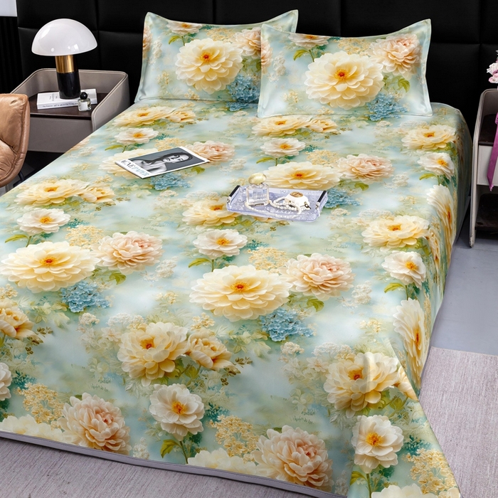 91家纺网 家纺一手货源 找家纺 （总）念家居 2026新款实物更立体5D立体数码印花凉感丝冰丝席凉席三件套