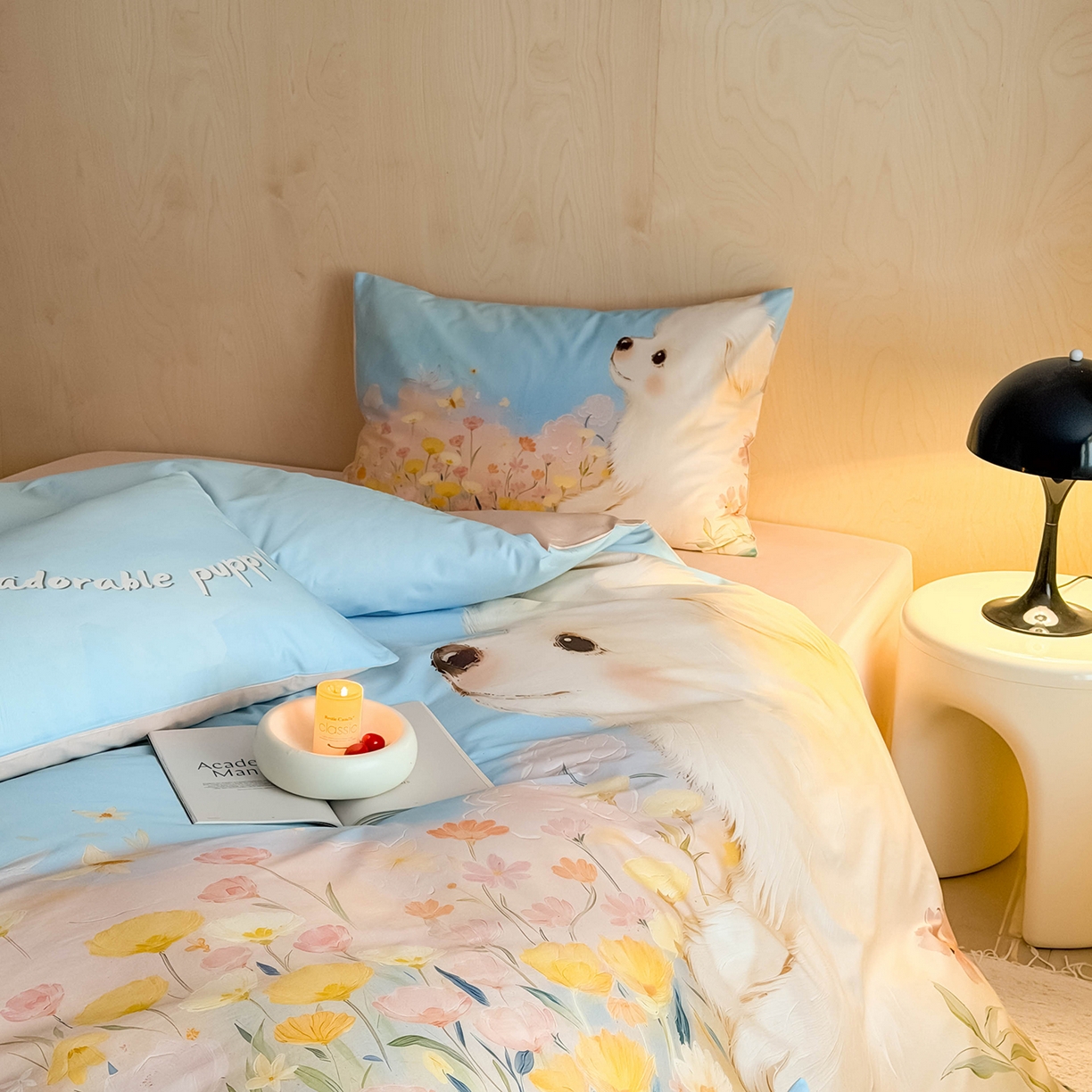 91家纺网 家纺一手货源 找家纺 西西家居 2026新款100s数码印花款长绒棉四件套-春日治愈款 博美