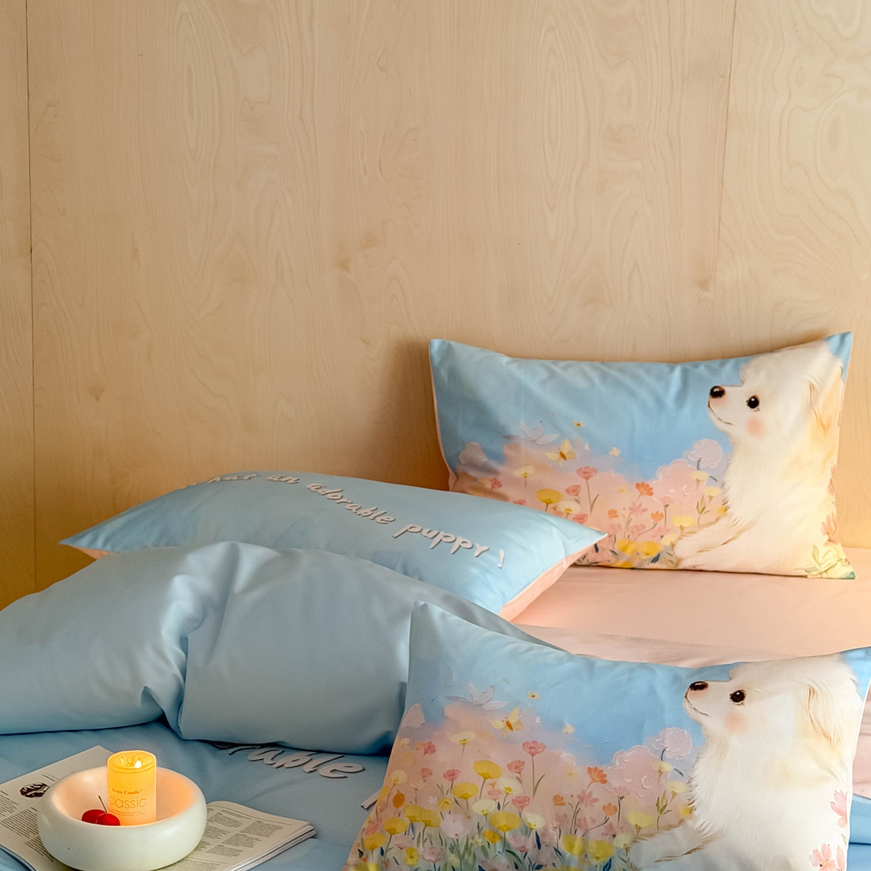 91家纺网 家纺一手货源 找家纺 西西家居 2026新款100s数码印花款长绒棉四件套-春日治愈款 博美