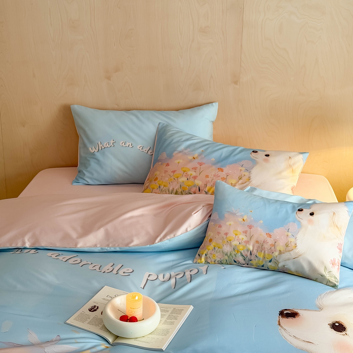 91家纺网 家纺一手货源 找家纺 西西家居 2026新款100s数码印花款长绒棉四件套-春日治愈款 博美