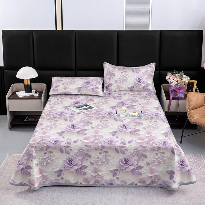 91家纺网 家纺一手货源 找家纺 （总）念家居 2026新款实物更立体5D立体数码印花凉感丝冰丝席凉席三件套