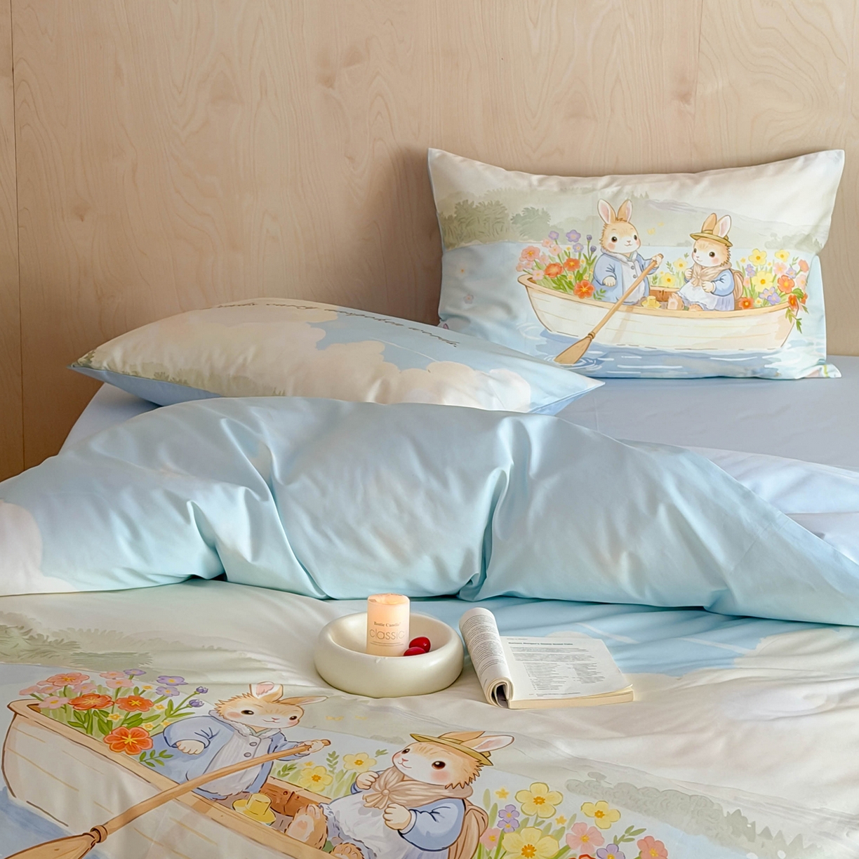 91家纺网 家纺一手货源 找家纺 西西家居 2026新款100s数码印花款长绒棉四件套-春日治愈款 彼得兔