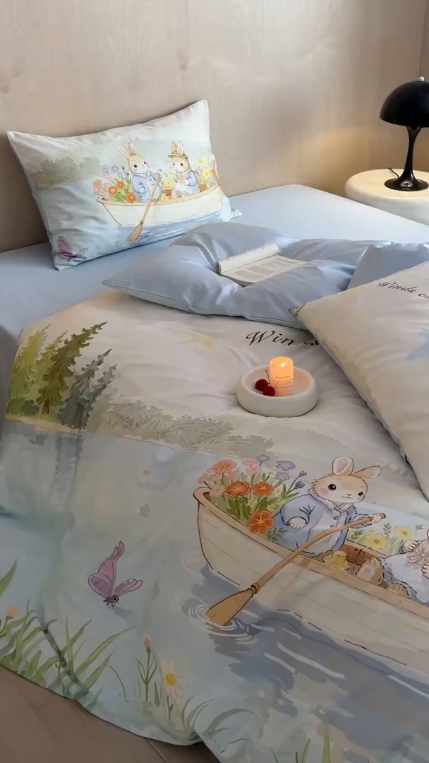 91家纺网 家纺一手货源 找家纺 （总）西西家居 2026新款100s数码印花款长绒棉四件套-春日治愈款