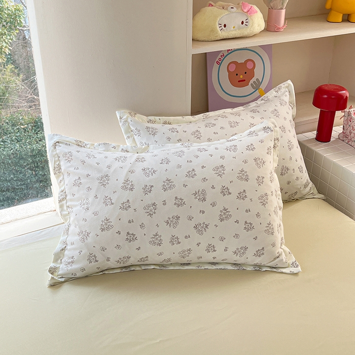 91家纺网 家纺一手货源 找家纺 世爵 2026春夏新款亲肤磨毛印花四件套 素卉 米黄