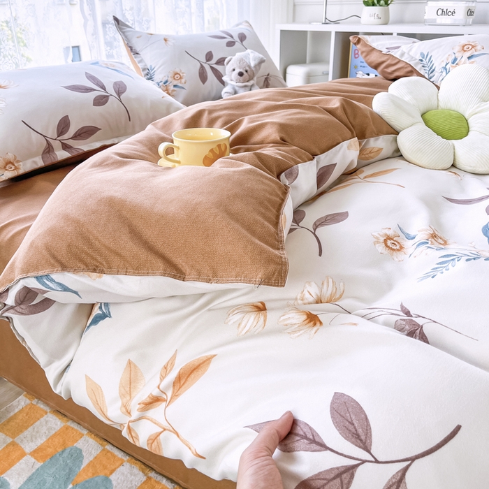 91家纺网 家纺一手货源 找家纺 世爵 2026春夏新款亲肤磨毛印花四件套 染秋棠