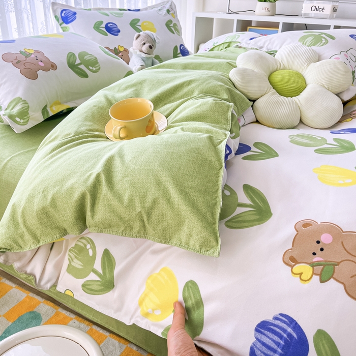 91家纺网 家纺一手货源 找家纺 世爵 2026春夏新款亲肤磨毛印花四件套 兔小妹