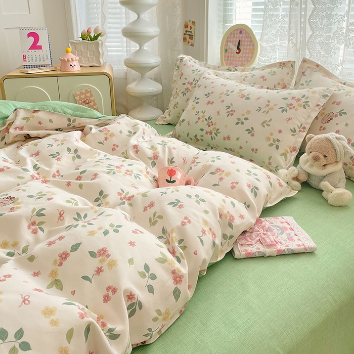 91家纺网 家纺一手货源 找家纺 世爵 2026春夏新款亲肤磨毛印花四件套 甜美庄园