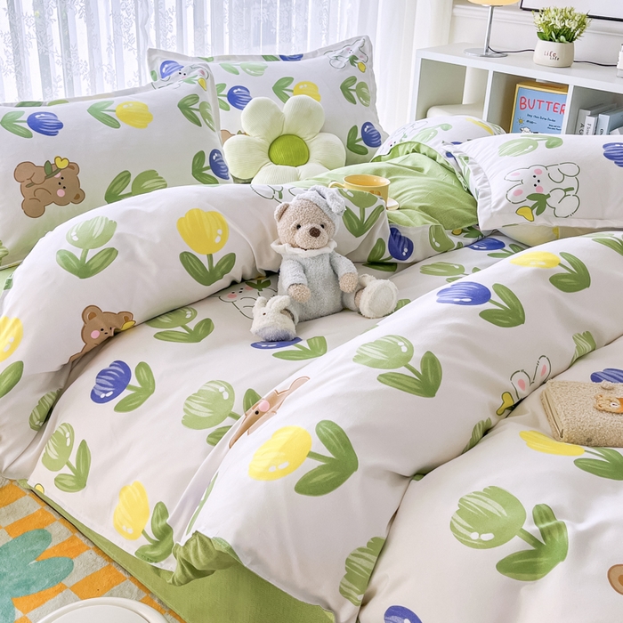 91家纺网 家纺一手货源 找家纺 世爵 2026春夏新款亲肤磨毛印花四件套 兔小妹