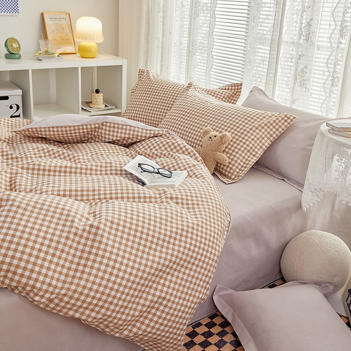 91家纺网 家纺一手货源 找家纺 世爵 2026春夏新款亲肤磨毛印花四件套 优格咖