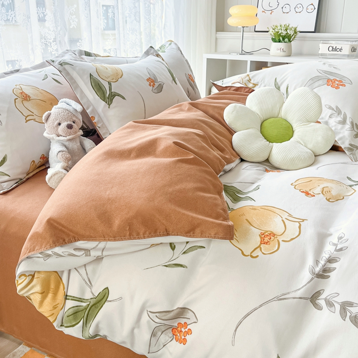 91家纺网 家纺一手货源 找家纺 世爵 2026春夏新款亲肤磨毛印花四件套 郁金香