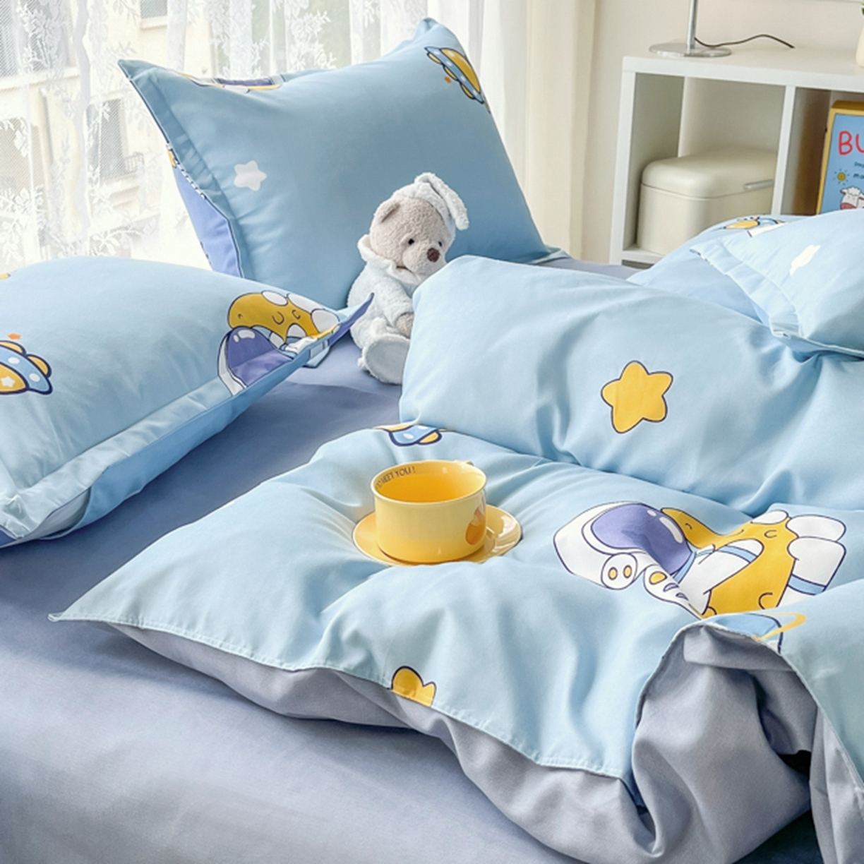 91家纺网 家纺一手货源 找家纺 世爵 2026春夏新款亲肤磨毛印花四件套 宇宙星光