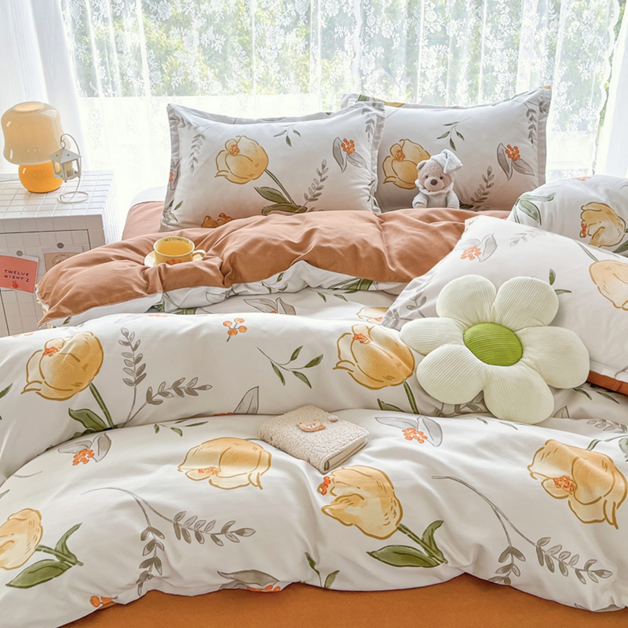 91家纺网 家纺一手货源 找家纺 世爵 2026春夏新款亲肤磨毛印花四件套 郁金香