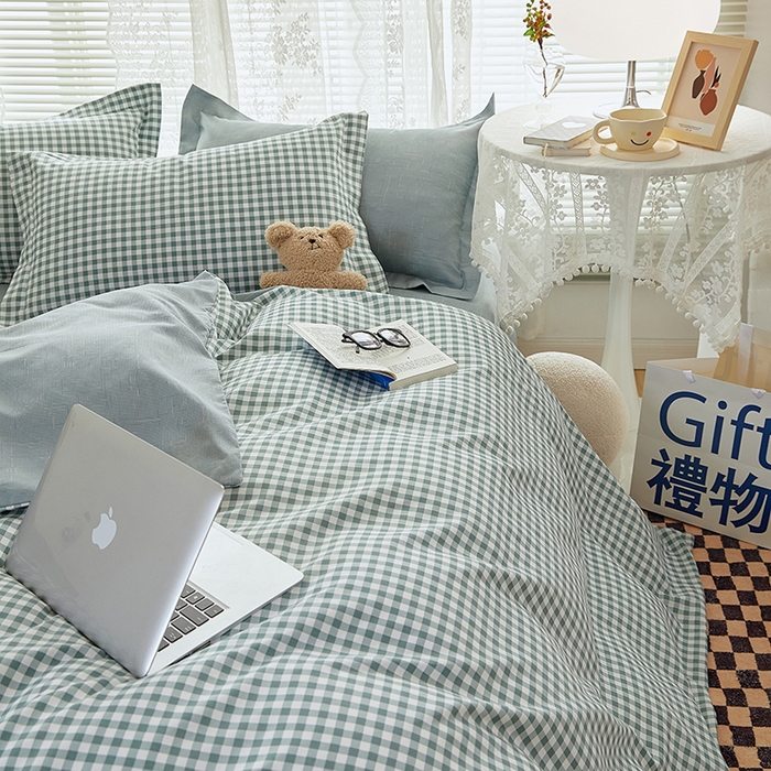 91家纺网 家纺一手货源 找家纺 世爵 2026春夏新款亲肤磨毛印花四件套 优格绿