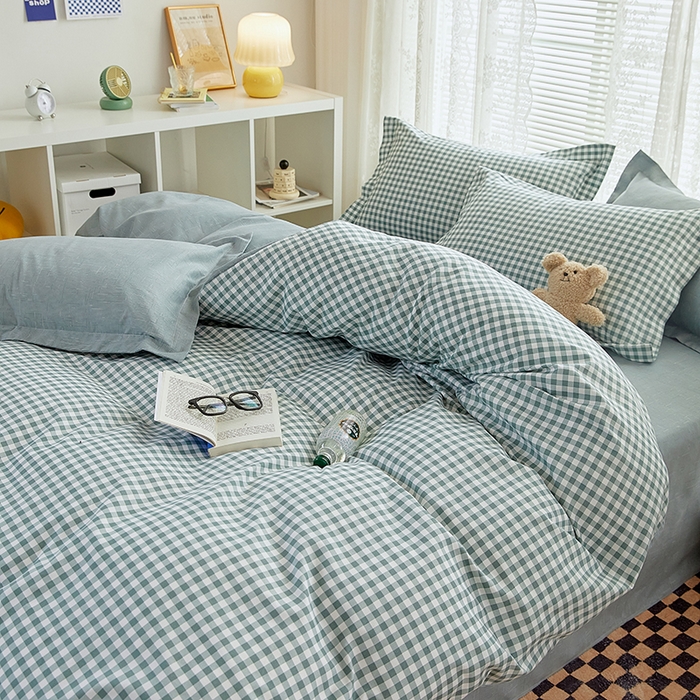 91家纺网 家纺一手货源 找家纺 世爵 2026春夏新款亲肤磨毛印花四件套 优格绿