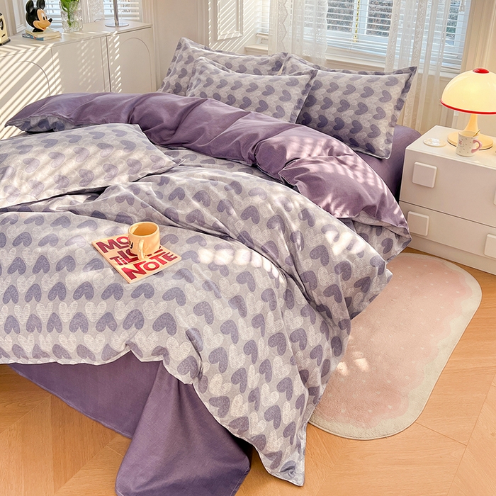 91家纺网 家纺一手货源 找家纺 世爵 2026春夏新款亲肤磨毛印花四件套 心海