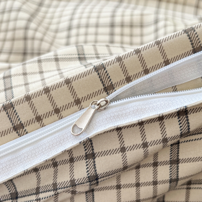 91家纺网 家纺一手货源 找家纺 世爵 2026春夏新款亲肤磨毛印花四件套 甜心格子