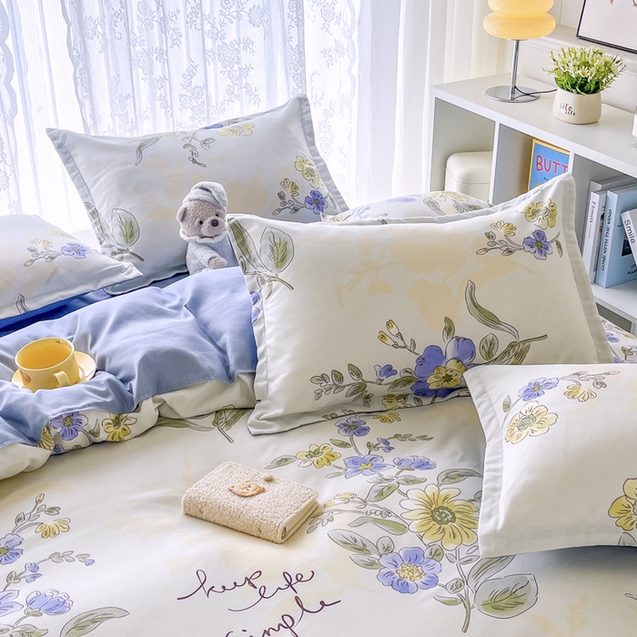 91家纺网 家纺一手货源 找家纺 世爵 2026春夏新款亲肤磨毛印花四件套 手绘春天