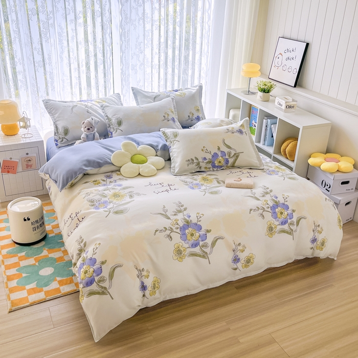 91家纺网 家纺一手货源 找家纺 世爵 2026春夏新款亲肤磨毛印花四件套 手绘春天