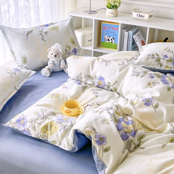 91家纺网 家纺一手货源 找家纺 世爵 2026春夏新款亲肤磨毛印花四件套 手绘春天