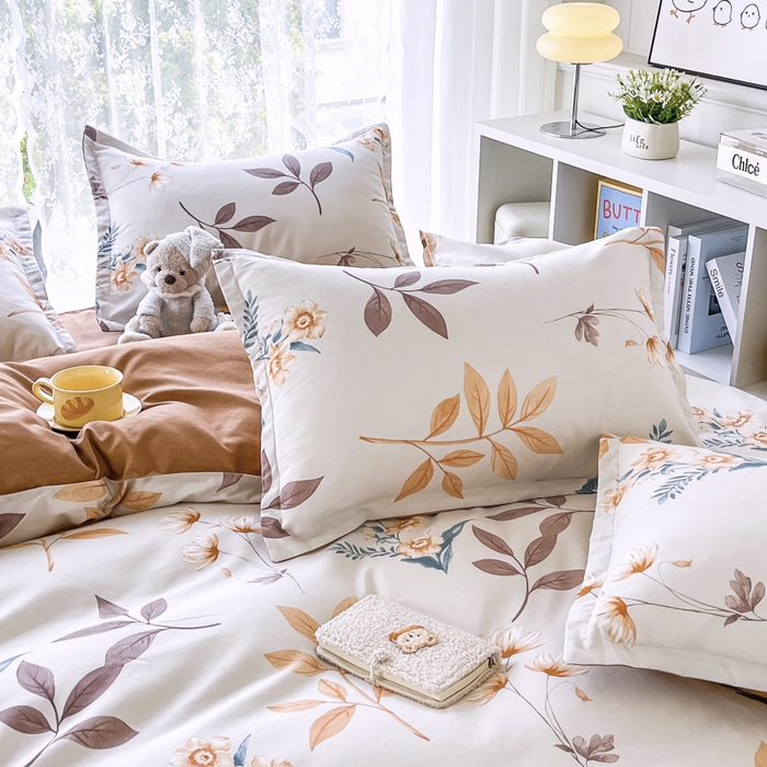 91家纺网 家纺一手货源 找家纺 世爵 2026春夏新款亲肤磨毛印花四件套 染秋棠