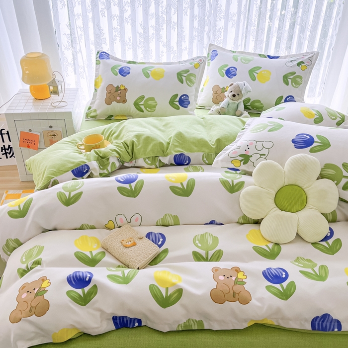 91家纺网 家纺一手货源 找家纺 世爵 2026春夏新款亲肤磨毛印花四件套 兔小妹