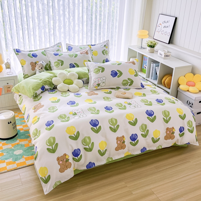 91家纺网 家纺一手货源 找家纺 世爵 2026春夏新款亲肤磨毛印花四件套 兔小妹