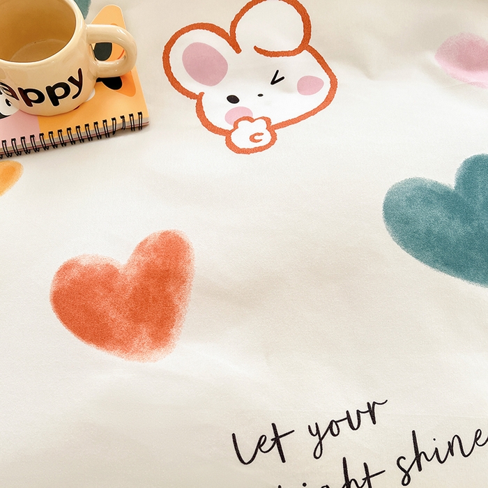 91家纺网 家纺一手货源 找家纺 世爵 2026春夏新款亲肤磨毛印花四件套 甜心小兔