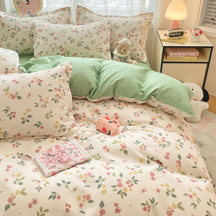 91家纺网 家纺一手货源 找家纺 世爵 2026春夏新款亲肤磨毛印花四件套 甜美庄园