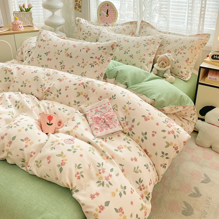 91家纺网 家纺一手货源 找家纺 世爵 2026春夏新款亲肤磨毛印花四件套 甜美庄园