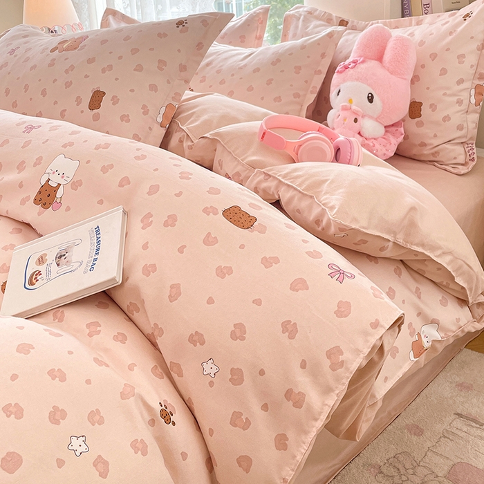 世爵 2026春夏新款亲肤磨毛印花四件套 甜喵语